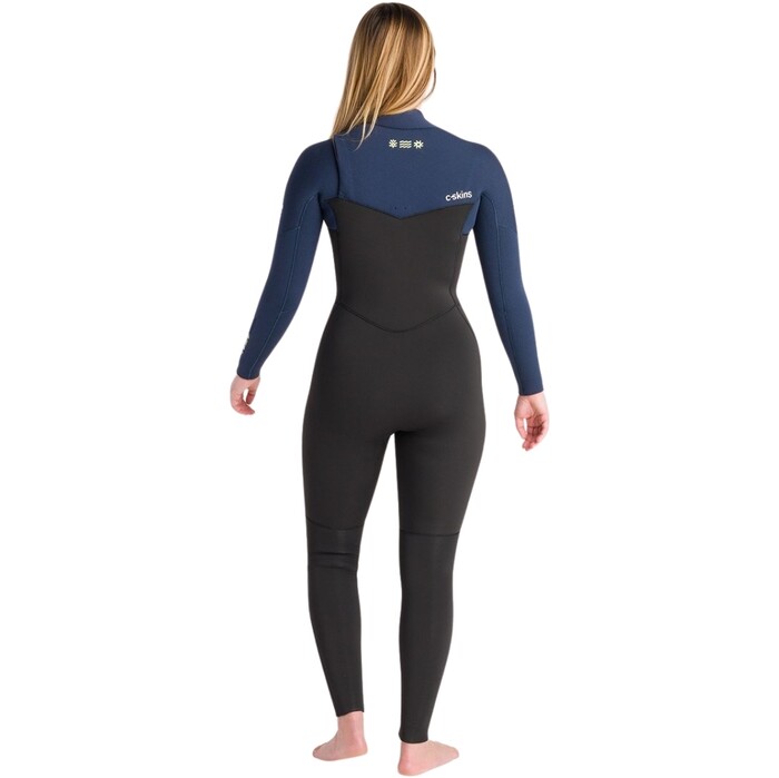 2024 C-Skins Womens Solace 5/4/3mm Chest Zip Wetsuit C-NSO54WCZ - Black / Bluestone / Cool Green